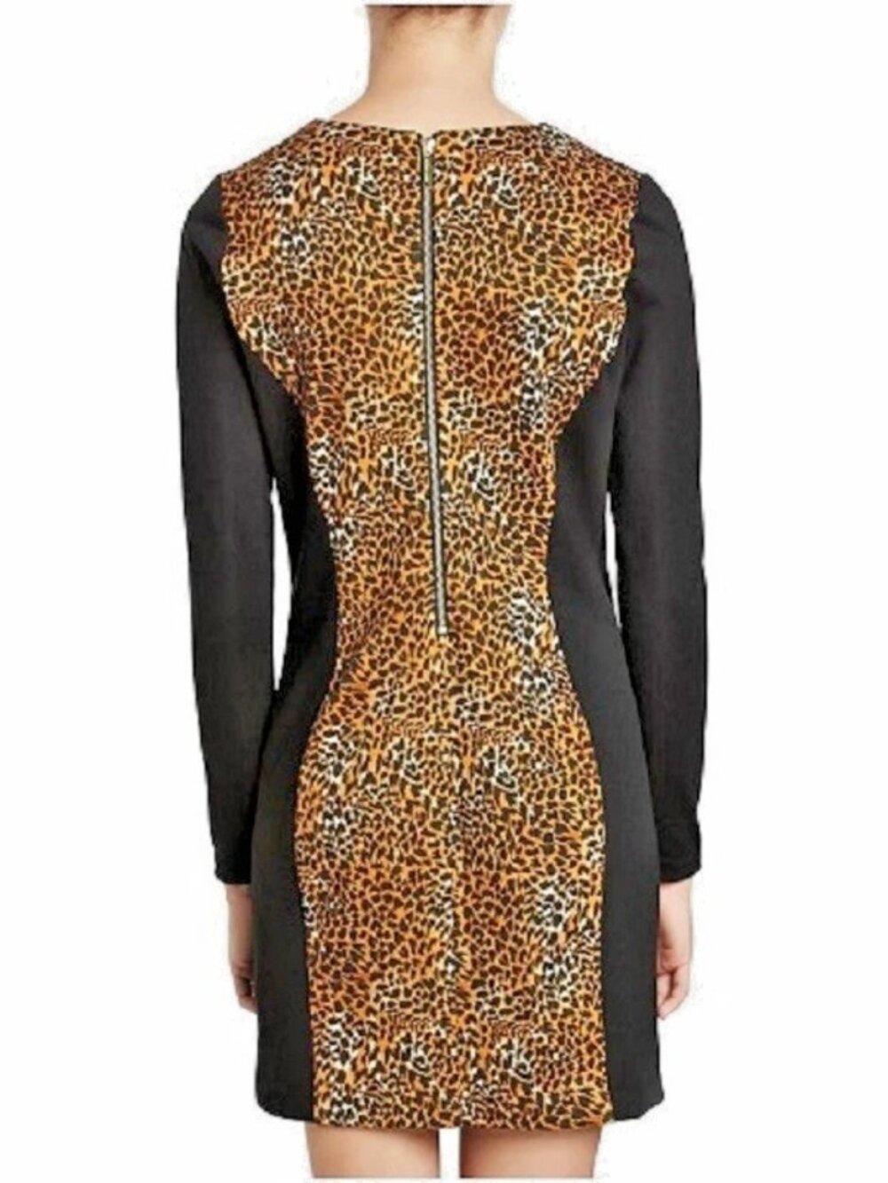 MICHAEL KORS Black/Browns & Ivory Long-Sleeve Animal Print Dress (Sz-8) NWT $150 - Picture 7 of 9